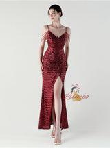 Mermaid Sequins Spaghetti Straps Beading Prom Dress