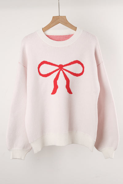 Long Sleeve Bow Knit Sweater