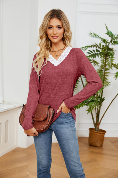 Round Neck Loose Casual Long Sleeve T-shirt