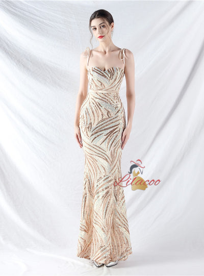 Mermaid Sequins Strapless Prom Dress