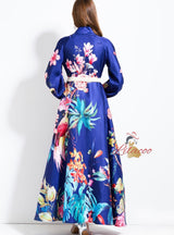 Women Long Sleeve Print Party Dress