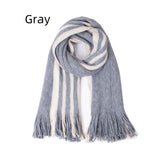 Striped Solid Color Long Tassel Scarf