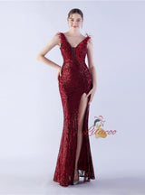 V-neck Sequins Mermaid Prom Dress