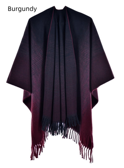 Gradient Knitted Split Cloak Shawl
