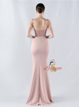 Mermaid Spaghetti Straps Beading Prom Dress