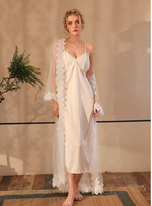 Mesh Lace Stitching Nightgown Two-piece Suit