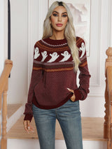 Halloween Retro Polka-dot Long-sleeved Sweater