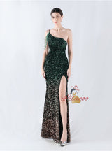 Sequins Straps Split Prom Dress