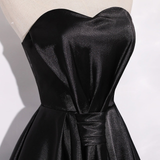 Black Satin Sweetheart Homecoming Dress