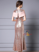 Pink Mermaid Sequins Mother Of The Bride Dress