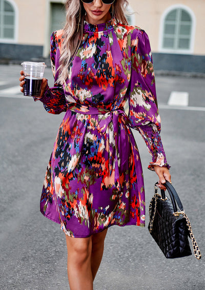 Women Printed Long-sleeved Dress