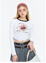 Wrinkled Long Sleeve Slim T-shirt