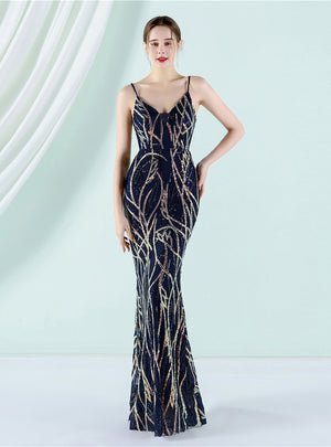 Mermaid Sequins Spaghetti Straps Prom Dress