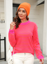 Striped Contrast Long Sleeve Sweater