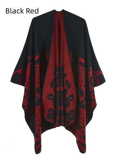 Cashmere-like Split Padded Shawl Cloak