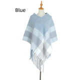 Thick Fringed Plaid Pullover Cloak