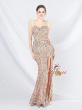 Mermaid Sequins Straps Prom Dress