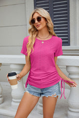 Solid Color Round Neck Loose Short Sleeve T-shirt
