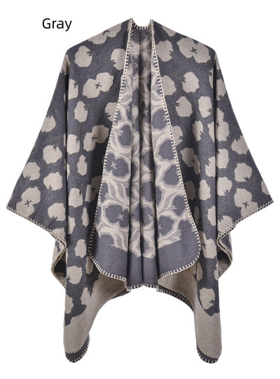 Retro Flower Warm Shawl Cloak