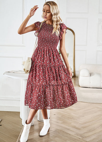 Women Summer Chiffon Floral Dress