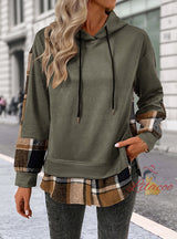 Retro Long Sleeve Plaid Stitching Fake Two Pieces Dress