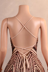 Burgundy Mermaid Sequins Feather Prom Dress