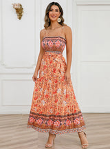 Solid Color Stitching Sleeveless Suspender Dress