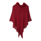 Solid Color Striped Fringed Hooded Cloak