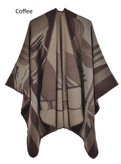 Ladies Shawl Padded Cashmere Split Cloak