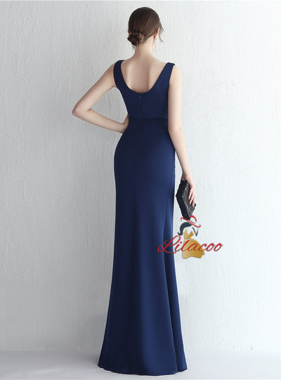 Mermaid Scoop Sequins Sleeveless Beading Prom Dress