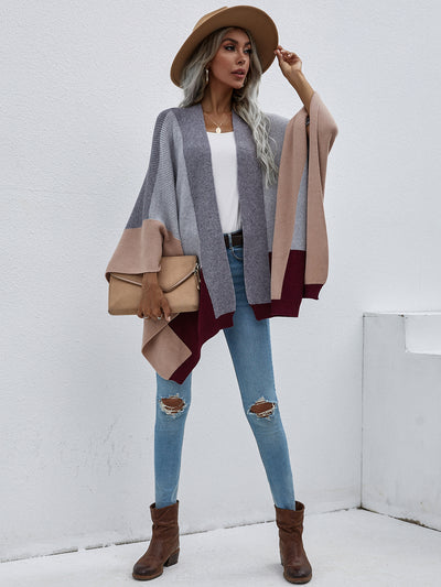 Plaid Loose Knit Cardigan Coat Sweater