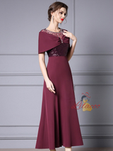Gold Sequins Beading Crystal Mother Of The Bride Dress