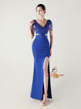 Mermaid V-neck Beading Split Prom Dress