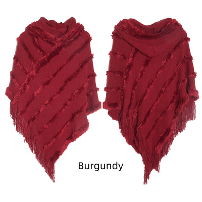 Solid Color Hooded Hooded Cape Shawl