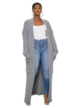 Casual Long Sleeve Plus Size Long Sweater Coat