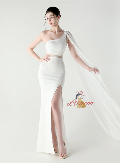 One Shoulder Mermaid Split Prom Dress