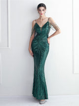 Spaghetti Straps Mermaid Beading Prom Dress