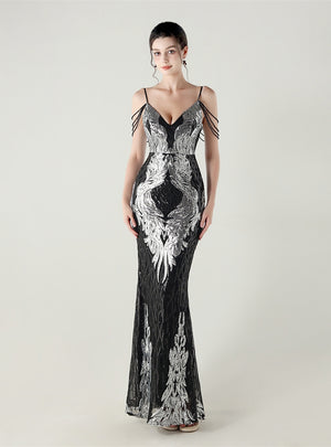 Mermaid Spaghetti Straps Beading Prom Dress