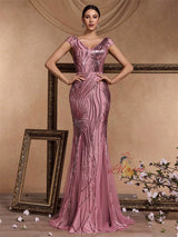 Dark Green Mermaid Sequins V-neck Prom Dress