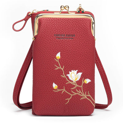 Embroidered Mini Mobile Phone Bag Slung Wallet