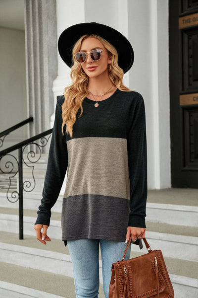 Round Neck Loose Long Sleeve T-shirt