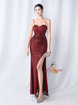 Mermaid Sequins Spaghetti Straps Prom Dress