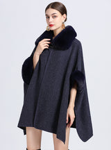 Wool Collar Shawl Cloak Knitted Woolen Coat