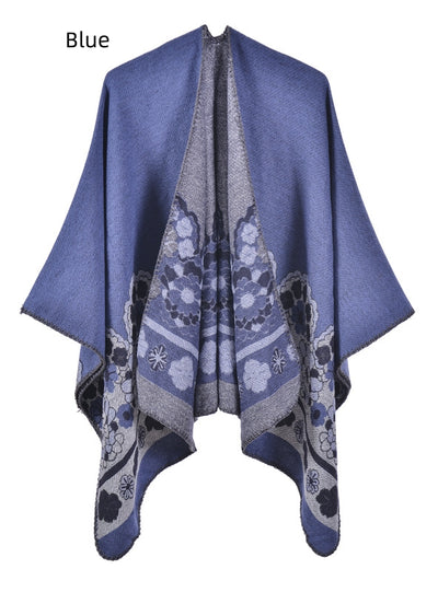 Pastoral Cashmere-like Jacquard Knitted Cloak