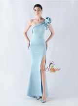 Mermaid One Shoulder Split Beading Prom Dress
