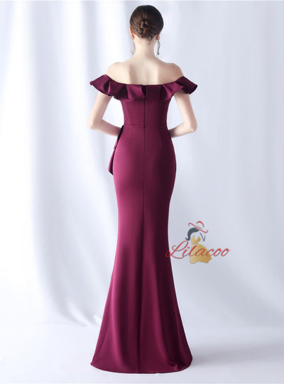 Off the Shoulder Split Prom Dress