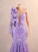 Mermaid Sequins One Shoulder Prom Dress