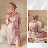 Sexy Silk Lotus Leaf Sleeve Nightgown