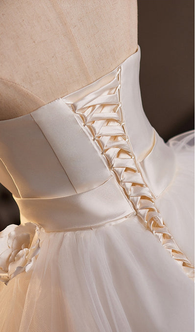 Ivory White 3D Flower Wedding Dress