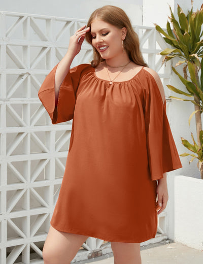 Large Size Round Neck Split Dress